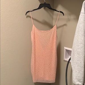 Oh Polly Pink Beaded Mini Dress